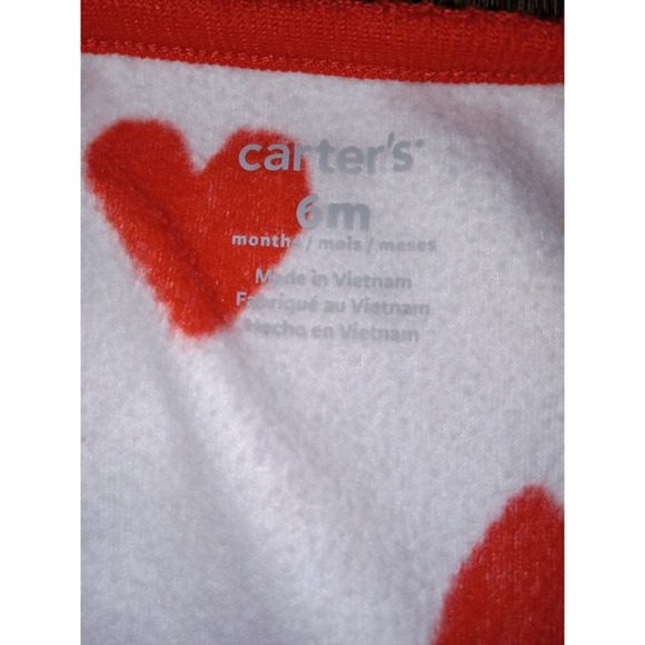 Carter's Girls 6M Light Gray Red Hearts Fleece Zipper Long Sleeve Footie Pajama - Picture 3 of 8